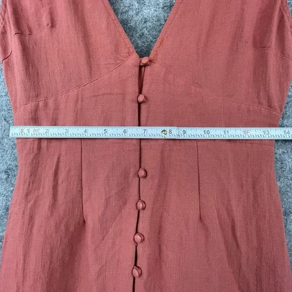 Lulus Dress Small Rust Linen Ruffle Tiered Summery Peasant Cottage Farm House - Picture 5 of 7